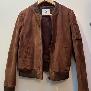 Source Unknown Brown Suede Bomber Jacket